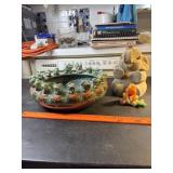 Elephant fish and bank and monkey