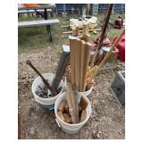 3 buckets of wood and metal
