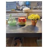 Bunnies on a nest, small flower pot and small