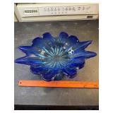 Blue glass dish