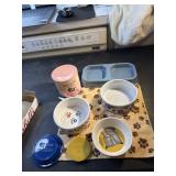 Pet food dishes, can covers and kitten formula