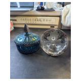 Vintage glass bowl with silver overlay of