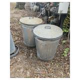 2- metal trash cans with lids