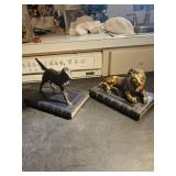 Lion and dog bronze book ends