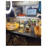 Large clear plastic bowl, Tupperware coasters,