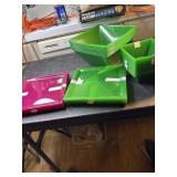 New plastic plates serving bowls and small bowls