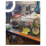 Anchor hocking sunflower bowl, glass candle