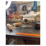 Electric pencil sharpener, stone hippo, ship in