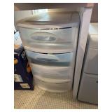 Plastic drawers with contents and wheels