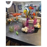 Margarita Glasses with faux candy corn and eggs,