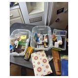 2 small totes with contents lot clean up-