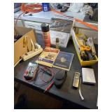 Multi meter, hand held recorder, cork rubber and