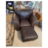 Chair and foot stool matches lot 343 & 345