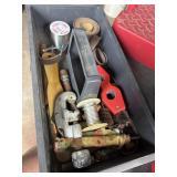 Tool box with 1 broken latch full of plumbing