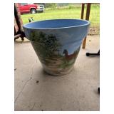 Large painted 17ï¿½x16ï¿½ flower pot and more