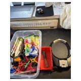 Lg lot of spring clips, jewelers headset and more