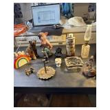 Foreign coin ashtray, cockatoo,figurines and more