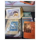 Vintage my weekly reader, movie music books.