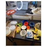 Lg Lot of funnels, food storage, Tupperware sugar