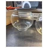 3 glass fish bowls