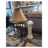 Glitter ball on stand and lamp works