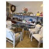 Glass top table and 4 chair with reclining backs
