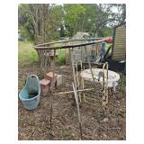 Table, clothes rack and misc