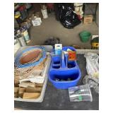 Tote with wire & wood and blue carrier and