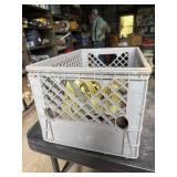 Plastic crate with straps