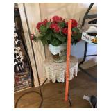 Small Glass top round plant stand and horse