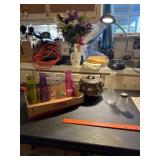 Flower Vases and Bronze colored bean pot with Mac