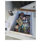 Box of Collectibles flask, marble and more
