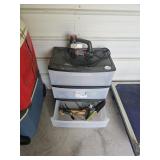 3 drawer cabinet  and contents  air compressor
