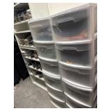 4 sets of 3 stacking plastic drawers with clothes