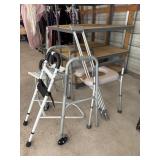Walker, shower chair, bed grab rail, potty chair