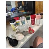 Spoon restes, gravey Boat, plastic glasses and