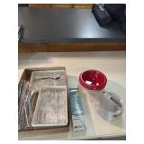 Lots of straws, plastic silver ware, bowls and