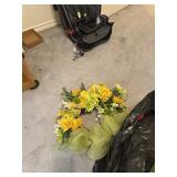 Wreath and faux flowers
