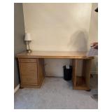 Desk,with glass top 60ï¿½x23ï¿½x30ï¿½ lamp and trash