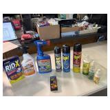 Bug spray, pet spray, weed control and Rid-X