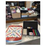 Scrabble Deluxe Edition and poker set