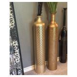 2 metal vases 36ï¿½ with arrangements