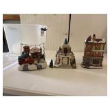 3 Christmas village pieces 1 need repair