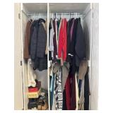 Closet of shoes and clothes bring bags