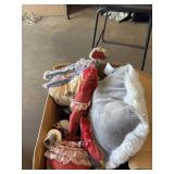 Box of decorative pillows and more