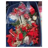 Tote of Christmas decorations