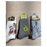 New Flintstines, Sponge Bob and Scooby-doo socks