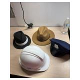 Fedora, sheriff hat, police cap and hard hat