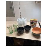 2 Coca Cola glasses, snap top food storage, 2