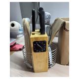 Knife block with timer and utensil holder and